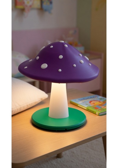 Dekoratif Mantar Gece Lambası - 3d Tasarım Estetik Oda Dekoru - Hediyelik Masa Lambası Mood Light Mor