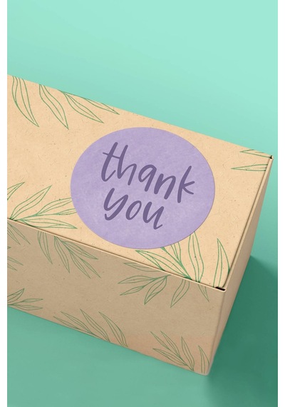 90 Adet Thank You Teşekkür Etiketi Lila Yuvarlak 3x3cm St2009 Çok Renkli