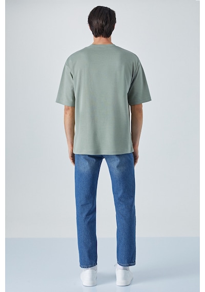 Grimelange Hıson Erkek Relaxed Bisiklet Yaka Kısa Kollu Yeşil T-shirt Yeşil
