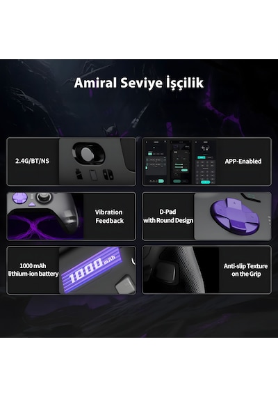 Pxn P5 8k Kablosuz Gaming Controller Kapasitif Joystick, 8000hz Polling, Hall Effect Tetik, 4 Makro Tuş,