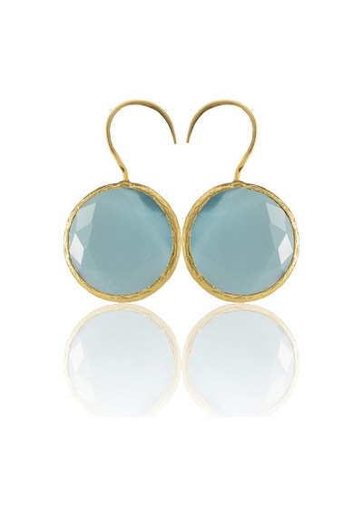 Kadir Jewellery 22 Ayar Altın Kaplama Kadın Taşlı Küpe -el İşçiliği Ve Hipoalerjenik Küpe Açık Mavi 37421944