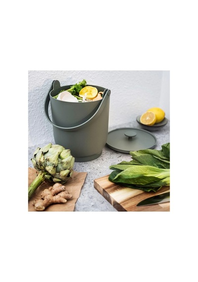 Çöp Kovası Katlanır Kulplu, Kapağı Kenara Sabitlenebilir, Polipropilen Plastik, Mint Yeşili, 4 Lt