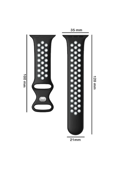 Wozlo Apple Uyumlu  Watch 1, 2, 3, 4, 5, 6, 7, 8, Se Nike Serisi Kordon S-m 42/44/45mm - Siyah Gri