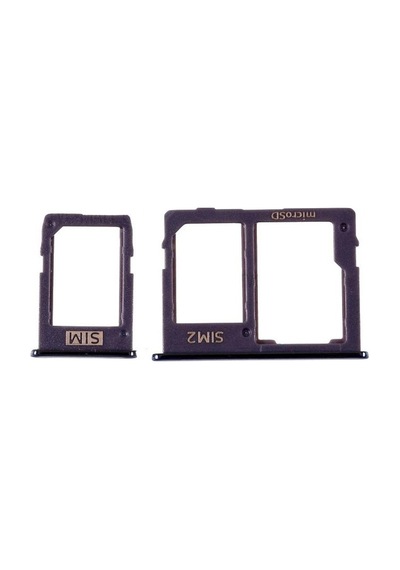 Samsung Galaxy Uyumlu J6 Plus Sim Kart Tepsisi + Hafıza Kartı Yuvası - Siyah