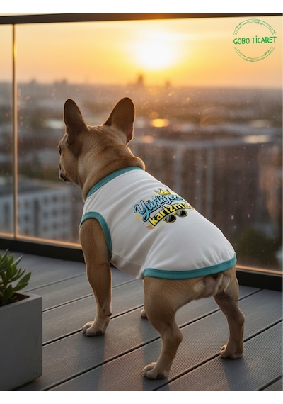 Beyaz Yürüyen Karizma Yazılı Kedi Ve Köpek Kıyafeti Tişörtü Elbisesi Medium/m/beden 2