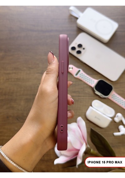 Apple iPhone 15 Pro Max Uyumlu Kamera Korumalı Darbeye Dayanıklı Renk Atmayan Keep Silikon Kılıf Mor