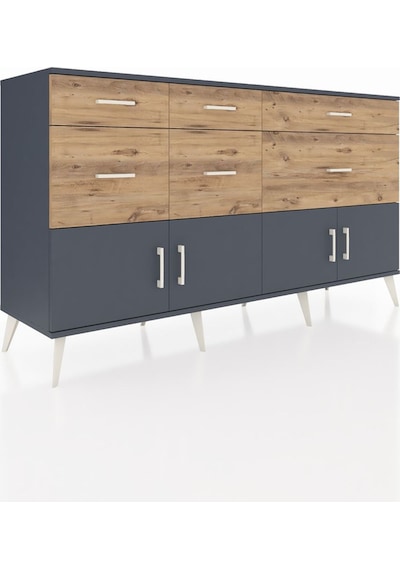 Hyperion Konsol Tek Raflı 6 Çekmeceli 4 Kapaklı 176x44x99 Antrasi Antrasit-antrasit/çam Hyperion Konsol Tek Raflı 6 Çekmeceli 4 Kapaklı 176x44x99 Antrasi Antrasit-antrasit/çam