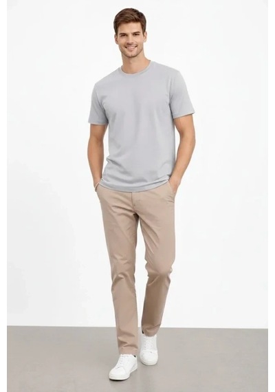 Vexor Erkek Bisiklet Yaka Tişört Regular Kalıp Basic Pamuklu Günlük Kullanım T-shirt - Gri