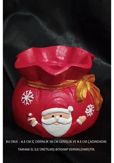 Dekoratif El Yapımı %100 Taş Tozu Sukulent Kaktüs Saksı Noel Temalı Saksı