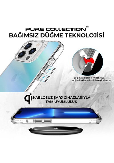 Bix iPhone Uyumlu 13 Pro Pure Rainbow Renk Geçişli Şeffaf Kılıf Çizilmeye Dayanıklı Darbe Emici Parmak İzi Önleyici Mavi Bix iPhone Uyumlu 13 Pro Pure Rainbow Renk Geçişli Şeffaf Kılıf Çizilmeye Dayanıklı Darbe Emici Parmak İzi Önleyici Mavi