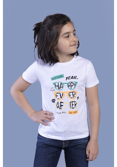 Toontoy Kids Toontoy Erkek Çocuk Gözlük Baskılı Tişört Beyaz
