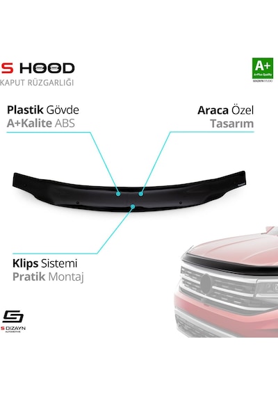 S-dizayn Dacia Logan Mcv Abs Plastik Kaput Rüzgarlığı 2006-2012 A+kalite