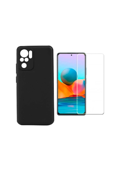 Xiaomi Redmi Note 10s Uyumlu Kılıf Esnek Silikon Telefon Kılıfı Ve Temperli Cam Ekran Koruyucu