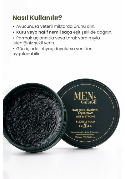 Bade Natural Men's Garage Saç Şekillendirici Aqua Wax 100 Ml
