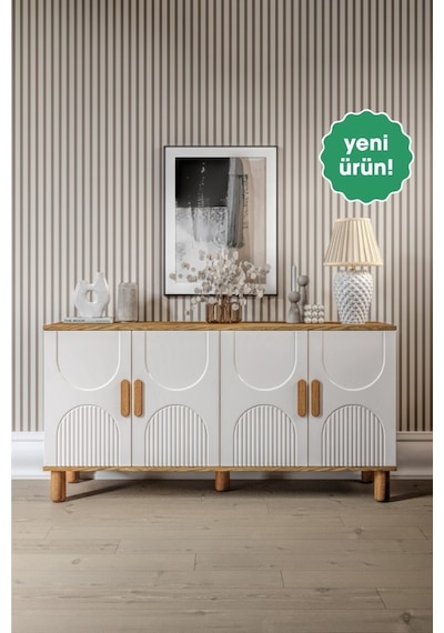 Linea Bohem Konsol 4 Kapaklı Mdf Mebran Kapak 160 Cm Modern Salon Konsolu Aytaşı Ceviz Aytaşı - Çam Linea Bohem Konsol 4 Kapaklı Mdf Mebran Kapak 160 Cm Modern Salon Konsolu Aytaşı Ceviz Aytaşı - Çam