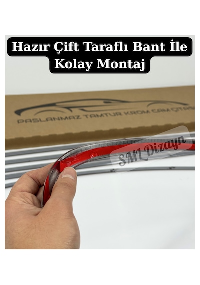 Volkswagen Passat B8 Sedan 2015-2018 Uyumlu 8 Parça Paslanmaz Krom Cam Çıtası - Tam Tur Set