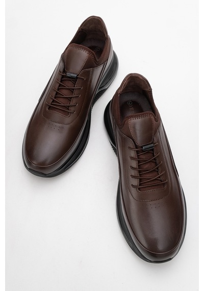 Dericlub Erkek Kalın Taban Comfort Sneaker Gerçek Deri Cr 2440 Kahverengi Kahverengi