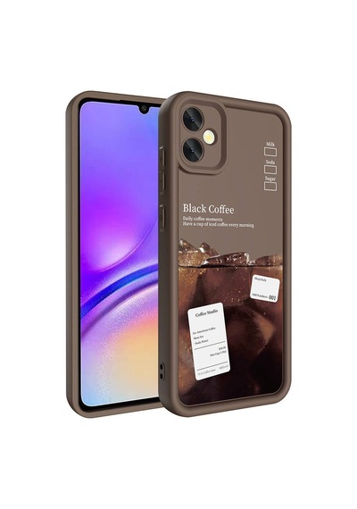 Zore Galaxy Uyumlu A05 Kılıf Kamera Korumalı Baskılı Arka Yüzey Klas Kapak - Koyu Kahve Koyu Kahve