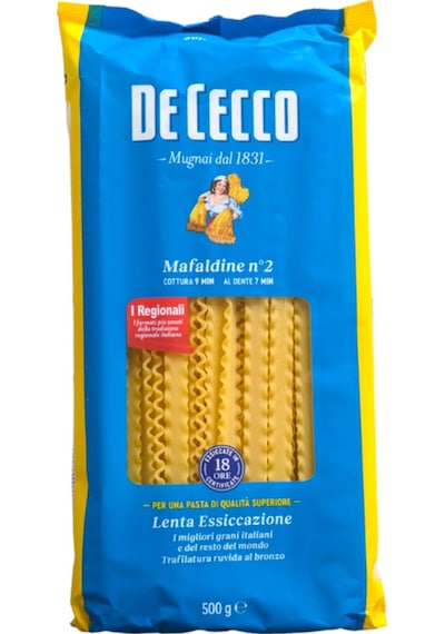 De Cecco Mafaldine 500 G İtalyan Makarna, Dalgalı Şerit Form Sos Tutucu
