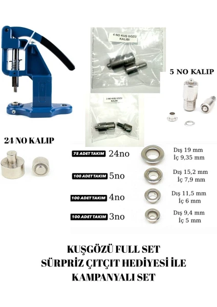 Tulumba El Presi Kuşgözü Set 3/4/5/24 Renkli