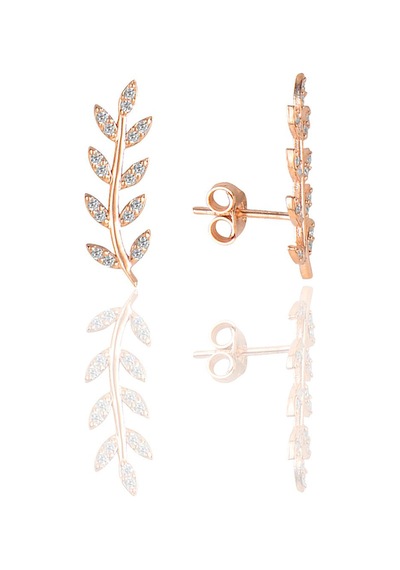 Gümüş Zirkon Taşlı Yaprak Modeli Küpe N11.55963