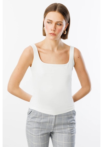 On Fashion Kare Yaka Kadın Kalın Askılı Bluz 25y.on.blz.51508.01 Ekru