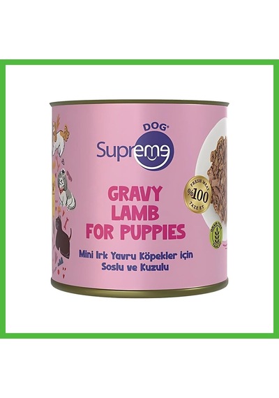 Supreme Dog Mini Irk Yavru Köpekler Için Soslu Ve Kuzulu Konserve Mama 200 Gr - Tekli Arz