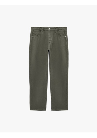 Koton Cepli Normal Bel Pamuklu Vintage Straight Fit Jean Pantolon Vizon 7wam40261nd
