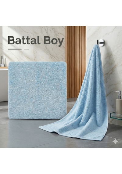 2 Li Battal Boy Banyo Havlu Seti - 100% Pamuk 90x170 Cm + 50x90 Cm Ekstra Yumuşak Emici Havlu İndigo