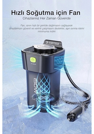 150w Araç Elektrik Adaptörü 12v To 220v İnvertör, Usb & Type-c Çoklu Araç Dönüştürücü 5 İ 1 Arada