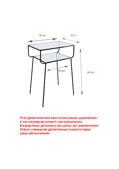 Geyik Yan Sehpa, Metal Sehpa, Cam Sehpa, Salon, Yatak Odası, Antre Siyah