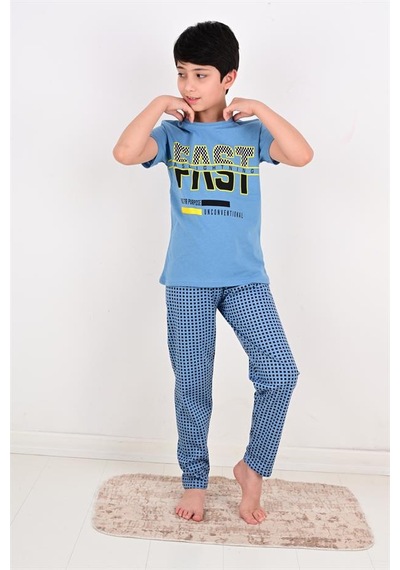 Vitmo erkek çocuk kısa kollu pijama takımı fast model mavi Vitmo erkek çocuk kısa kollu pijama takımı fast model mavi