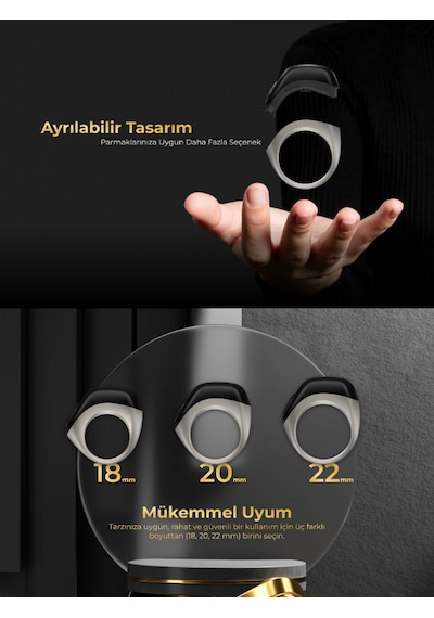 Iqibla Smart Ring J01 Jood Akıllı Zikir Yüzüğü Siyah