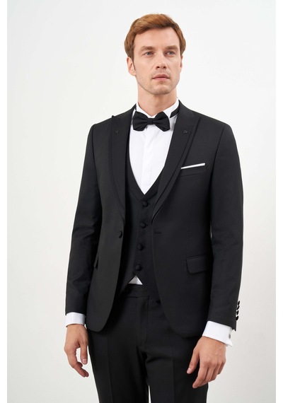 Morven Erkek Siyah Poliviskon Ceromonia Jakar Desen Slim Fit Sivri Çıkma Yaka Damatlık 24mc055018001 Siyah Morven Erkek Siyah Poliviskon Ceromonia Jakar Desen Slim Fit Sivri Çıkma Yaka Damatlık 24mc055018001 Siyah