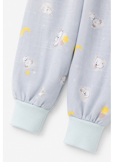 Babyhola Yazlık Müslin Çocuk Uyku Tulumu 1-8 Yaş Unisex Kısa Kollu %100 Pamuk 2703 Mavi