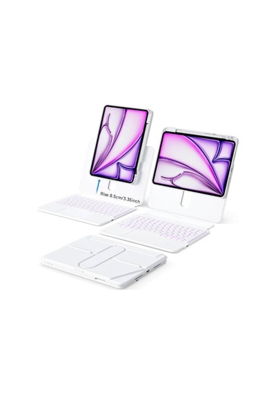 İpad Uyumlu Air 11" M2-m3 2024-25 360 Dönen Standlı Işıklı Risser Türkçe Q Klavyeli Tablet Kılıfı