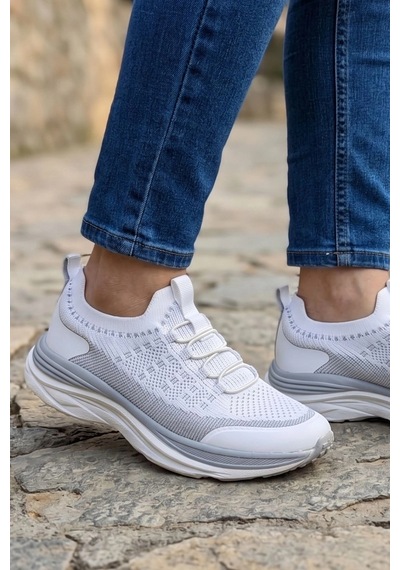 In Step Air-mesh Esnek Örgü Günlük Kadın Spor Ayakkabı - Beyaz