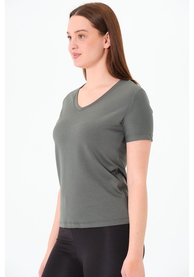 Sortie Collection V Yaka Premium Modal Kumaş Basic Tişört - Haki