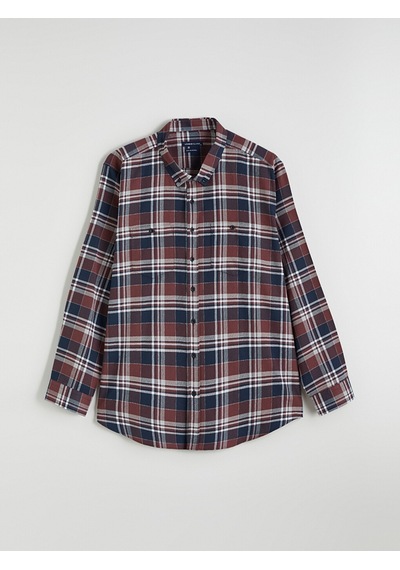 Lcwaıkıkı Classic Bordo Regular Fit Uzun Kollu Ekose Erkek Gömlek