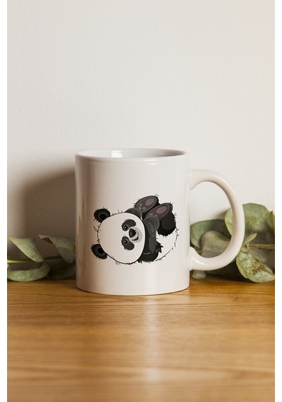 Porselen - Sevimli Panda Tasarımlı Kupa Bardak- Makinede Yıkanabilir 054154540454 Beyaz