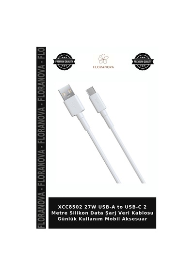 Xcc8502 27w Usb-a To Usb-c 2 Metre Silikon Data Şarj Veri Kablosu Günlük Kullanım Mobil Aksesuar