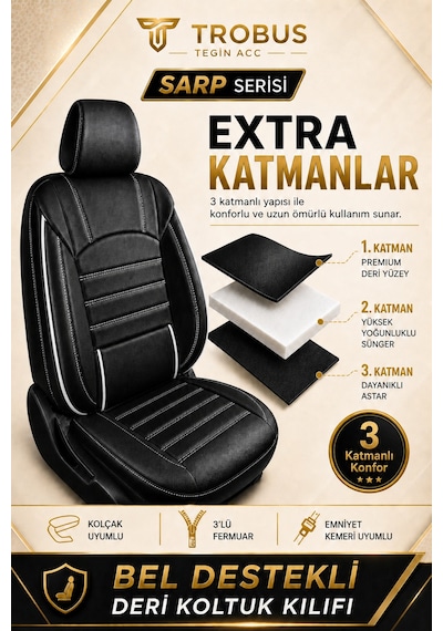 Hyundai Accent Admira Uyumlu Sarp Serisi Beyaz Oto Koltuk Kılıfı