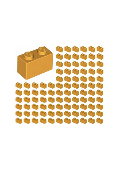 Yedek Parçalar: Brick: Duvar Parçası: 100 Adet 1x2 Parlak Turuncu 3004 - Parts: Brick: 100 Piece 1x2 Bright Light Orange 3004