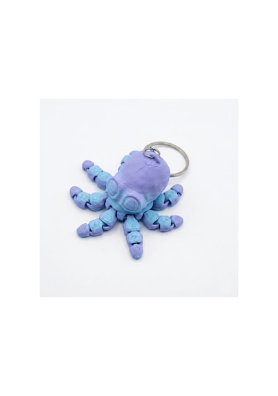 Hareketli Ahtapot Anahtarlık Ve Fidget Oyuncak - 3d Baskı Çift Renkli Mor-mavi