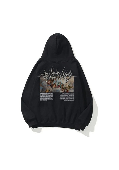 Startmore Unisex Angel Sweatshirt Hoodie Beyaz Siyah
