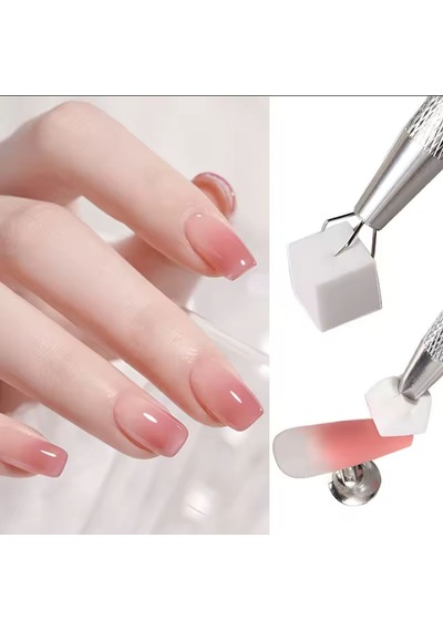 Nail Art Ombre Süngeri 200 Adet Beyaz Sünger + 1 Adet Metal Tutucu Set