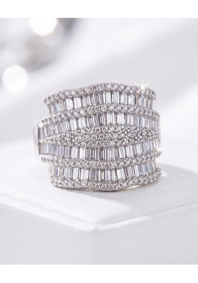 Bayan 5 Sıra Swarovski Taş Detay Gümüş Yüzük