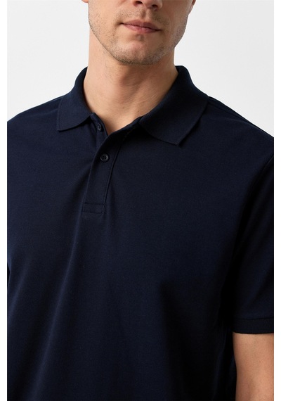 Süvari Lacivert Regular Armürlü Polo Yaka Tişört-37374 Lacivert