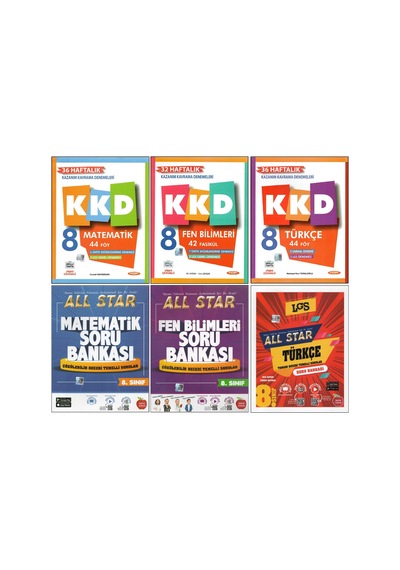 Kurmay 8. Sınıf Kkd Matematik+fen B.+türkçe+newton All Star Matematik+fen B.+türkçe 6 Kitap