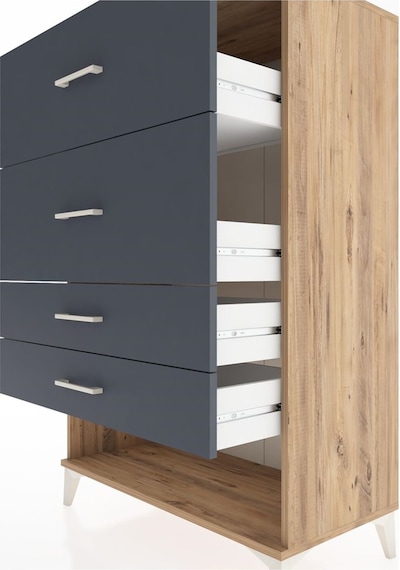 Hyperion Dolap 4 Çekmeceli 88x44x134 Çam-antrasit Çam